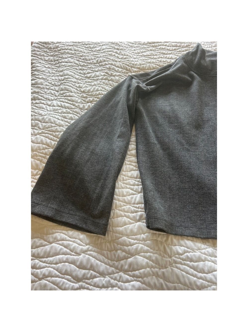 Women's Madewell Mockneck Sweatshirt M Gray Black Houndstooth - Picture 5 of 8